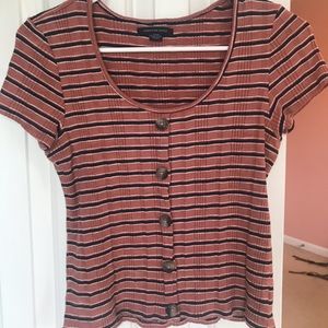 Striped scoop neck top